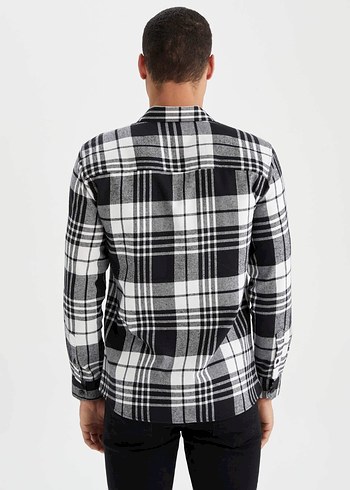 Siyah beyaz çizgili erkek gömlek - Görsel 2