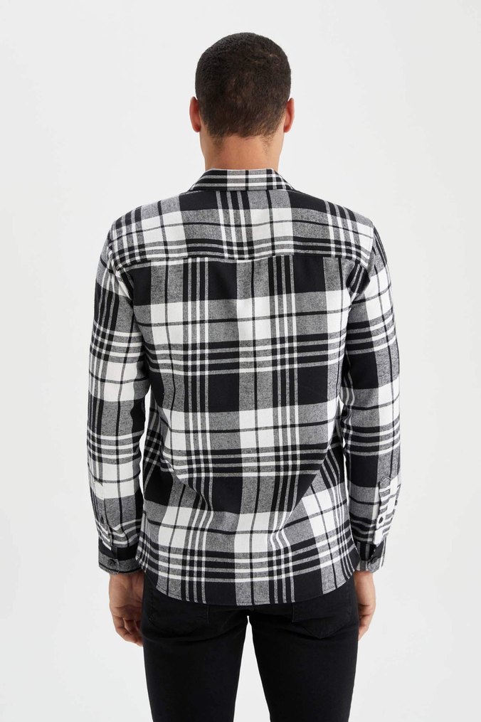 Siyah beyaz çizgili erkek gömlek - Görsel 2