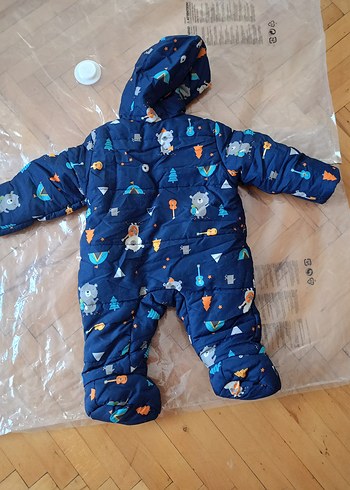 Koyu Mavi Baskılı Bebek Tulumu - Görsel 2