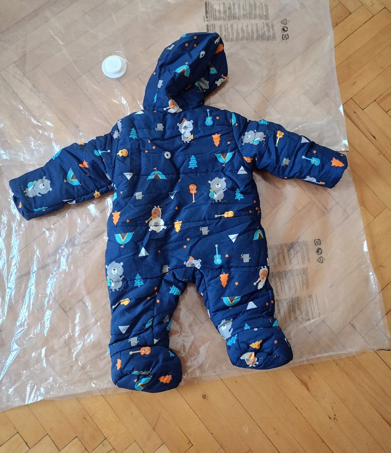 Koyu Mavi Baskılı Bebek Tulumu - Görsel 2