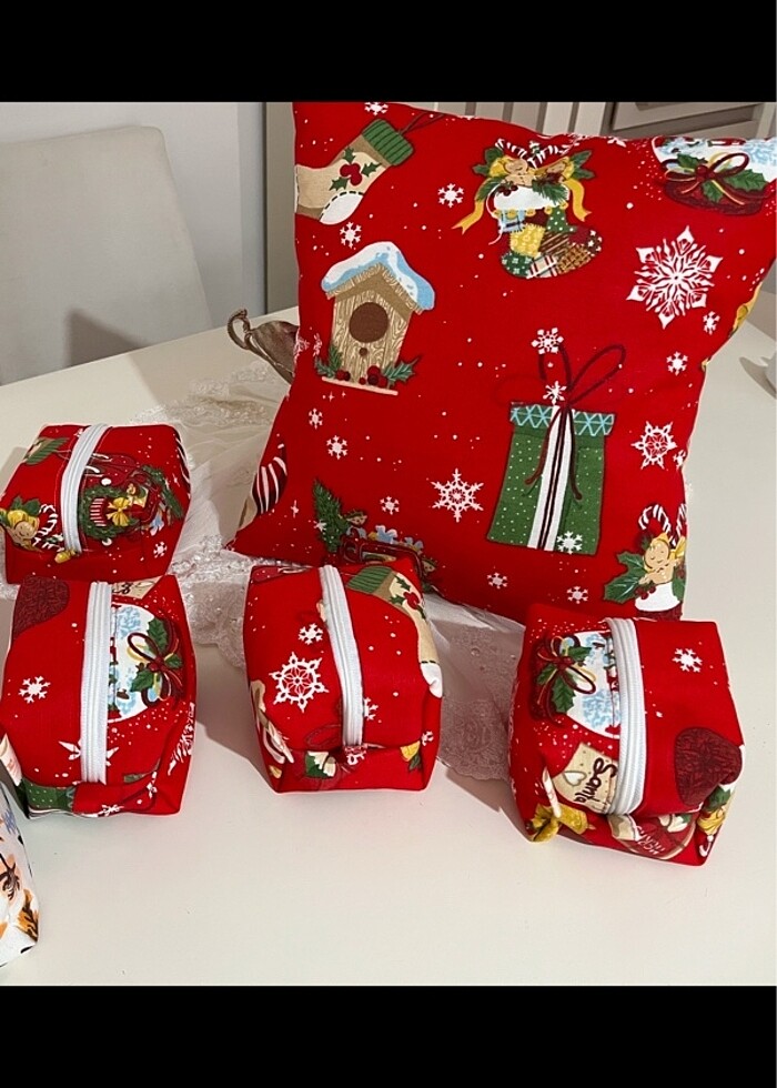 Yılbaşı makyaj çantası organizer ve yastık kılıfı - Görsel 2