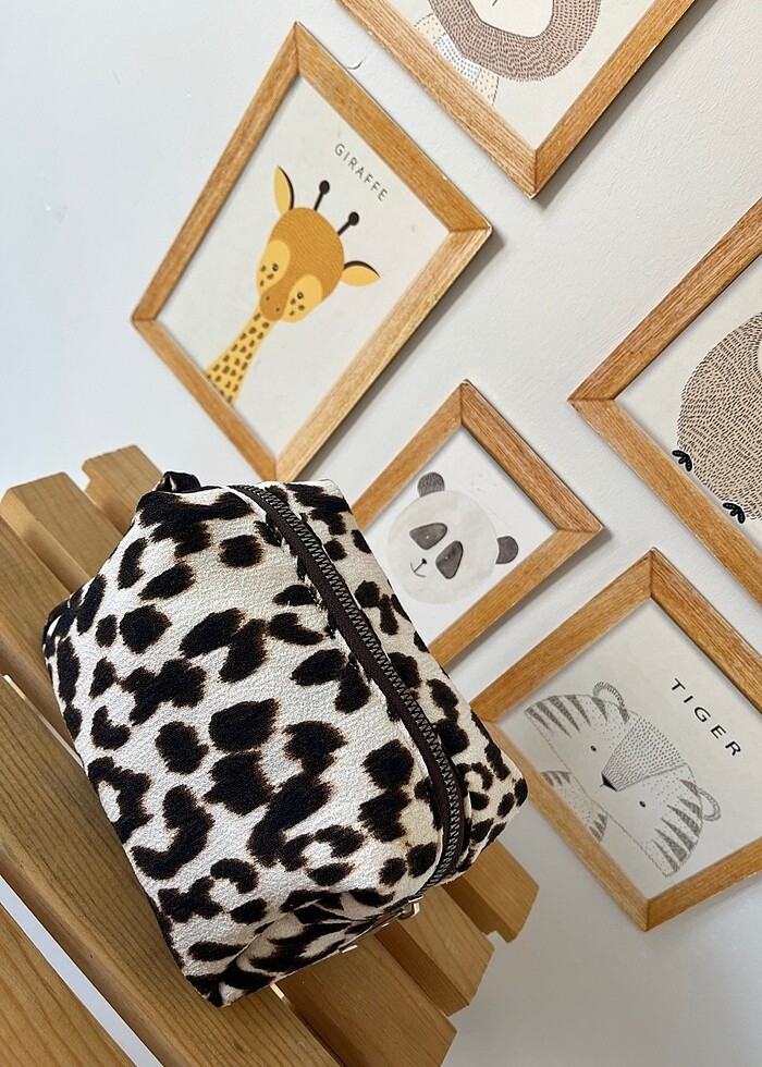 Leopar makyaj organizer çanta - Görsel 2