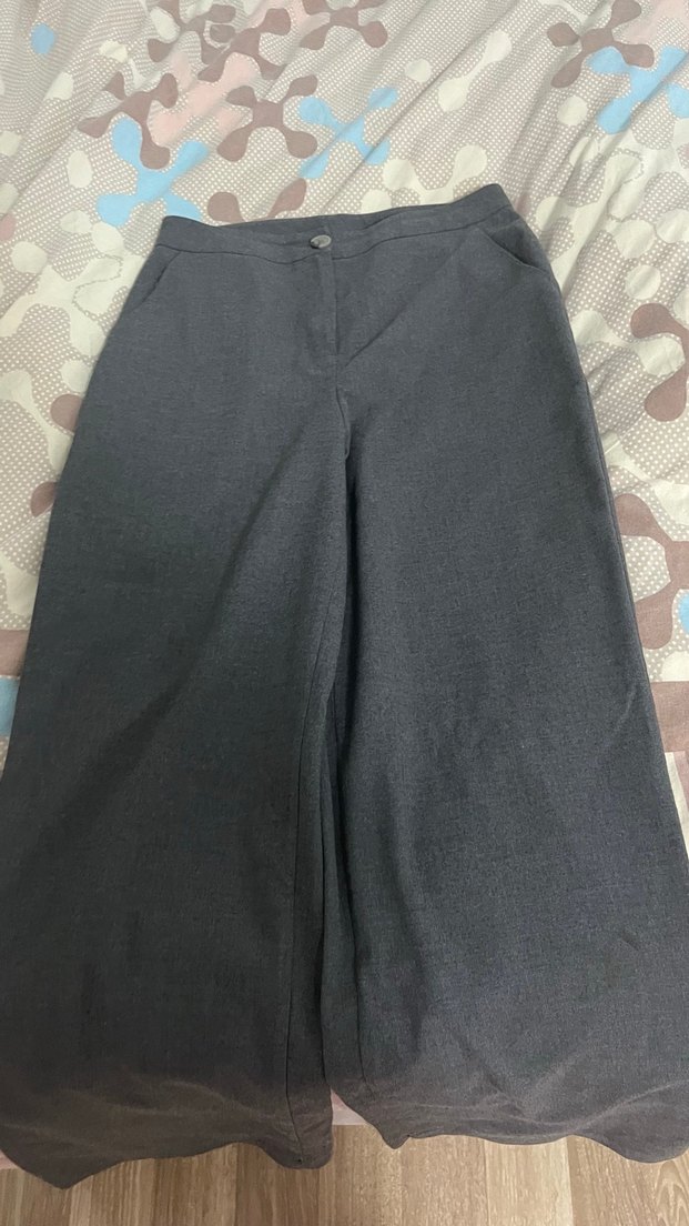 Gri Midi Kumaş Kadın Pantolon - Görsel 3