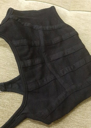 Fermuarlı Citcitli Siyah crop ve sütyen - Görsel 4