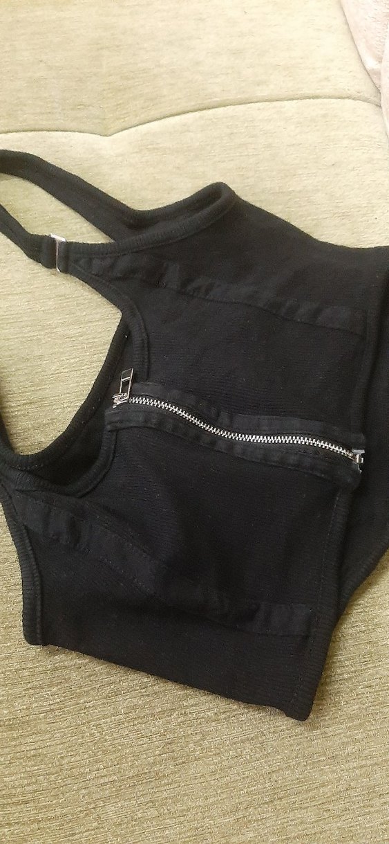 Fermuarlı Citcitli Siyah crop ve sütyen - Görsel 5