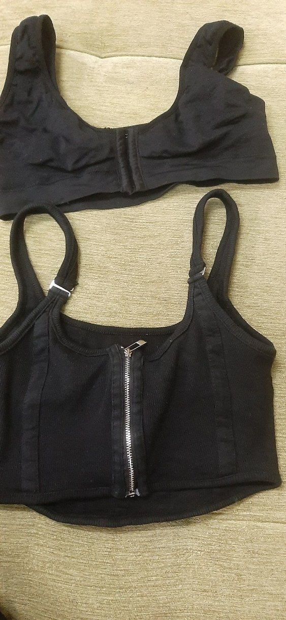 Fermuarlı Citcitli Siyah crop ve sütyen - Görsel 2