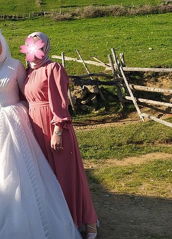 36 Beden pembe Renk Ayribin kumaş elbise