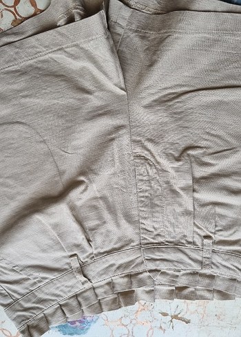 Bej Kadın Pilili Midi Pantolon