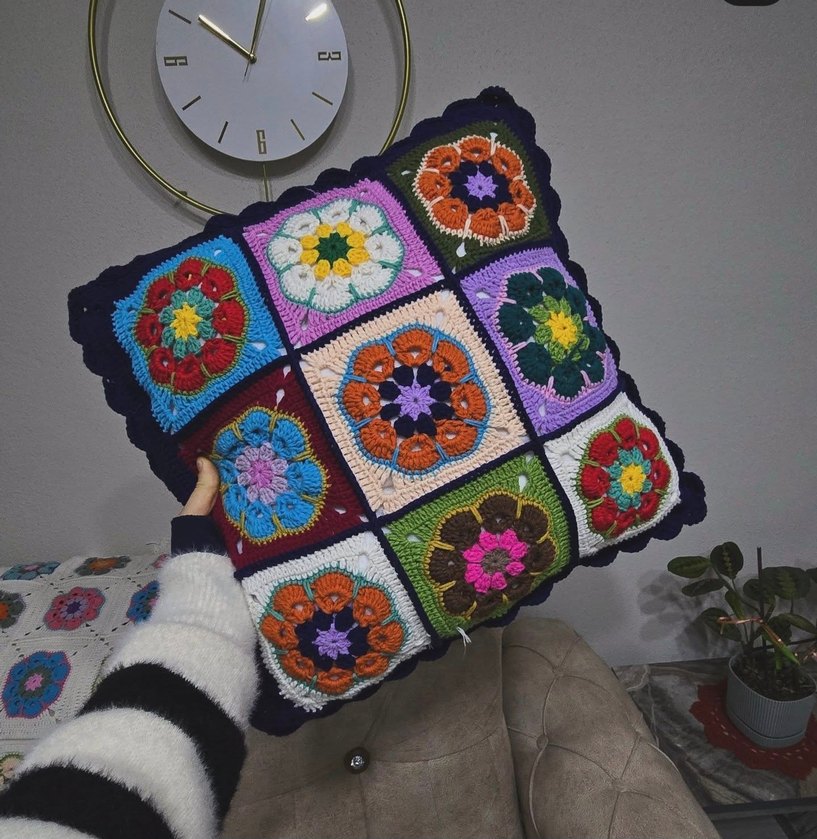 Renkli Bohem Desenli içi dolgulu Kırlent - Görsel 3