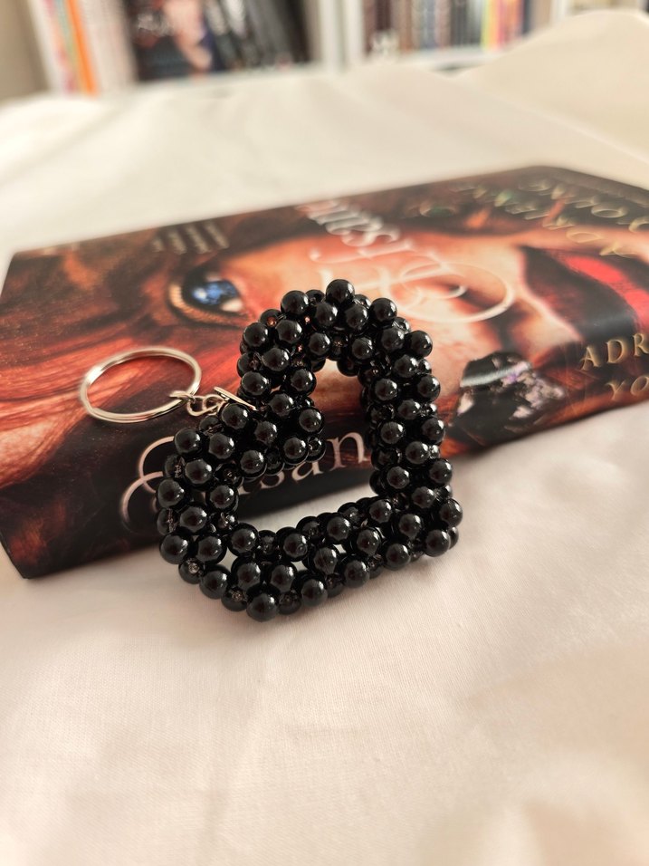 Boncuklu Siyah Kalp Anahtarlık - Görsel 2