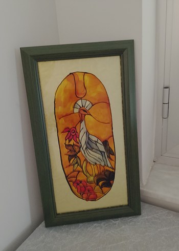 vitray çalışması Renkli Kuş Figürlü Tablo