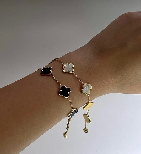 Beden beyaz Renk Van Cleef model çelik yonca bileklik ithal sıfır