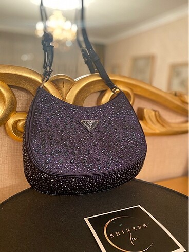 Prada cleo taşlı çanta sıfır lacivert