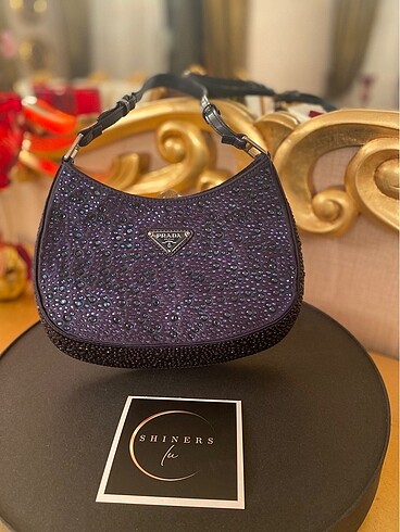 Prada Prada cleo taşlı çanta sıfır lacivert