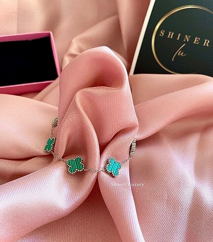 Van cleef yeşil gümüş renk çelik kararmaz