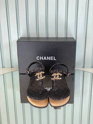 39 Beden siyah Renk Chanel sandalet ithal sıfır