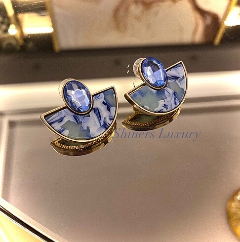 swarovski Mavi taşlı tasarım küpe sıfır