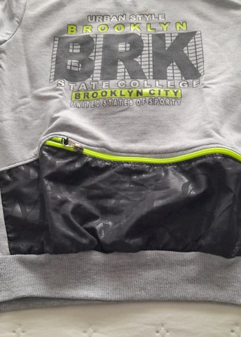 Gri Erkek Çocuk Sweatshirt Fermuarlı - Görsel 4