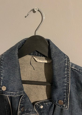 Kadın Koyu Mavi Denim Biker Ceket - Görsel 2