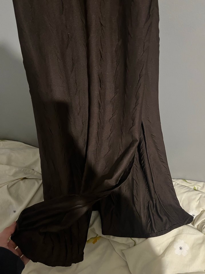 Kahverengi Midi Pilili Elbise - Görsel 4