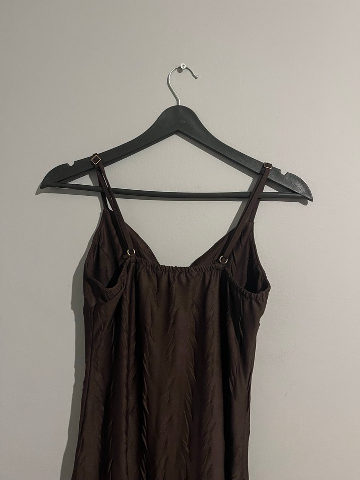 Kahverengi Midi Pilili Elbise - Görsel 3