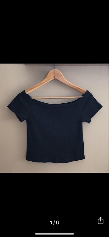 H&M Crop Top Üst Fitilli Siyah