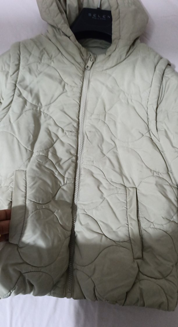 Kapüşonlu bej Mont çocuk - Görsel 2