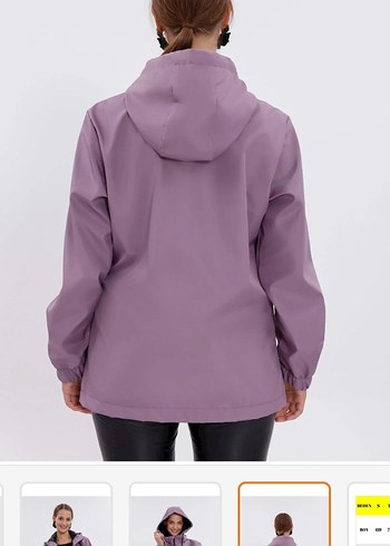 Mor Parlak Kapüşonlu Kadın yağmurluk - Görsel 6