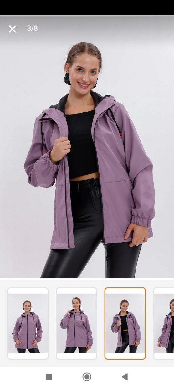 Mor Parlak Kapüşonlu Kadın yağmurluk - Görsel 3