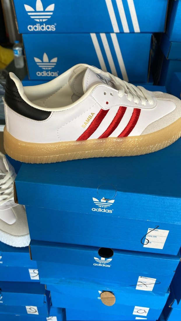 Beyaz Kırmızı Çizgili Platform Spor Ayakkabı - Görsel 2