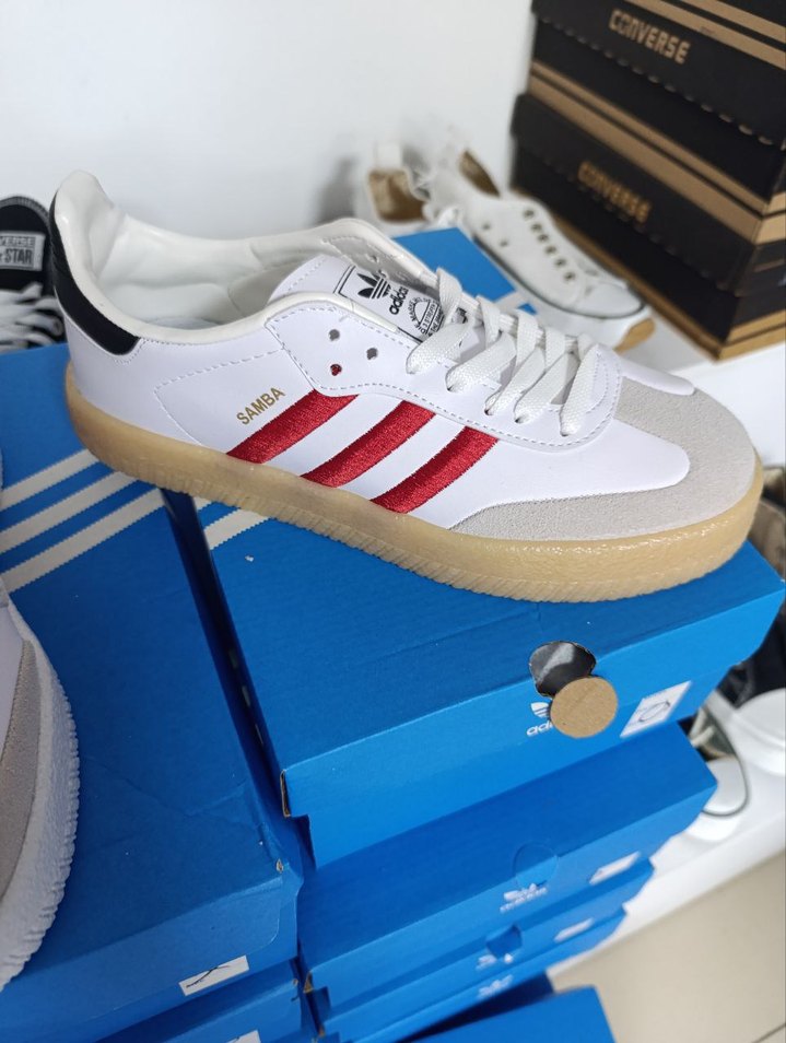 Beyaz Kırmızı Çizgili Platform Spor Ayakkabı - Görsel 4