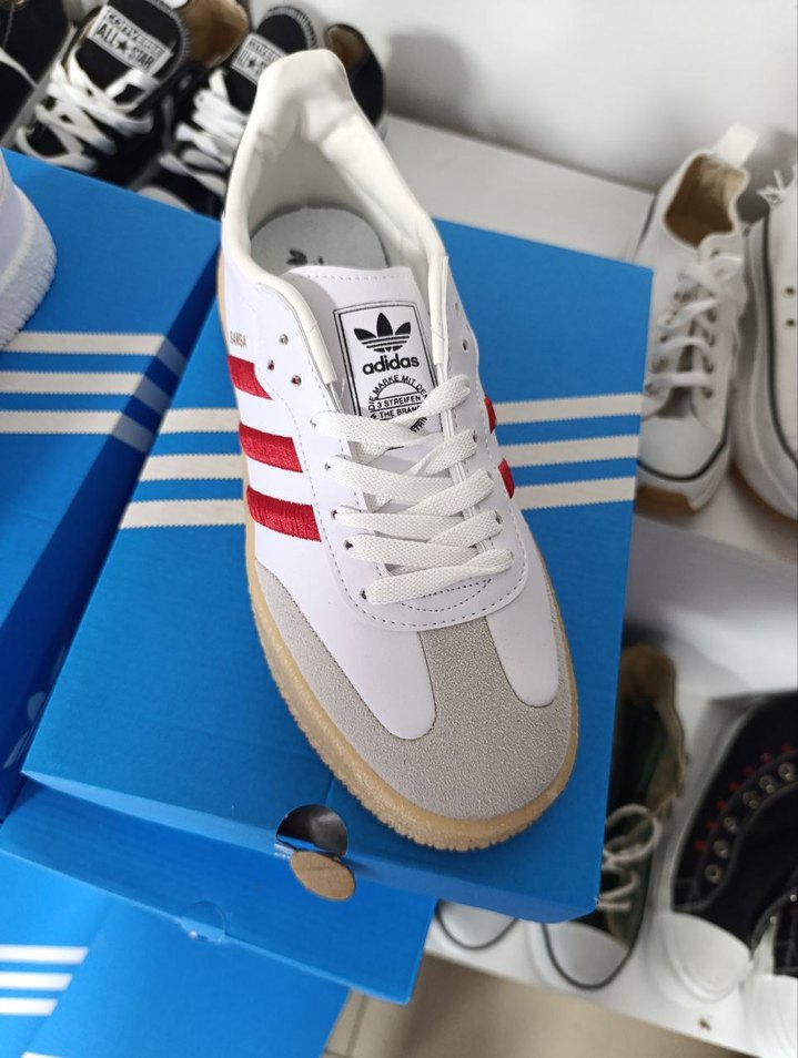 Beyaz Kırmızı Çizgili Platform Spor Ayakkabı - Görsel 3