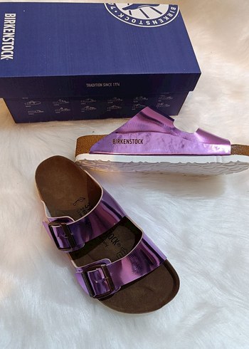 Mor Parlak Tokalı Kadın Dolgu Topuk Terlik - Görsel 2