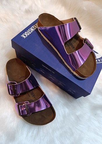 Mor Parlak Tokalı Kadın Dolgu Topuk Terlik - Görsel 3