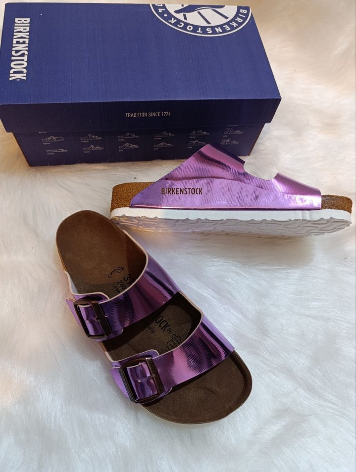 Mor Parlak Tokalı Kadın Dolgu Topuk Terlik - Görsel 2