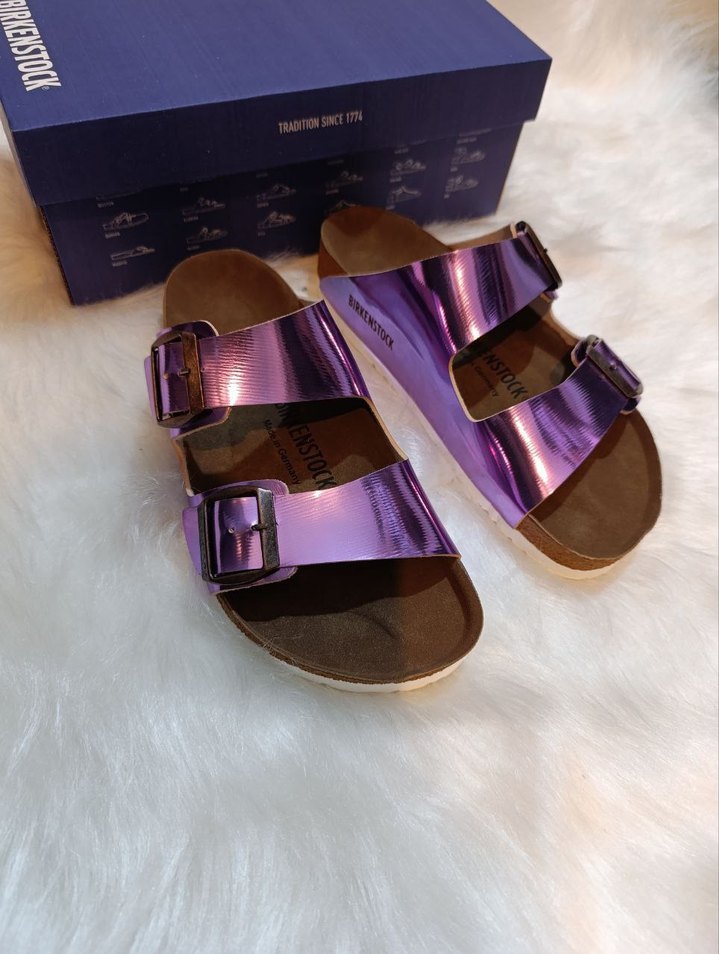 Mor Parlak Tokalı Kadın Dolgu Topuk Terlik - Görsel 4