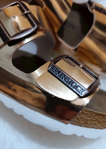 Altın Renkli Platform Topuklu Kadın Terlik - Görsel 9