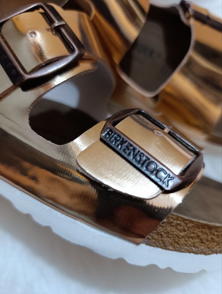 Altın Renkli Platform Topuklu Kadın Terlik - Görsel 2