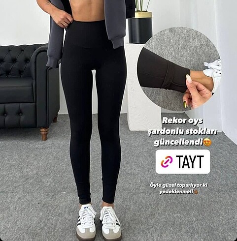 Oysho şardonlu siyah tayt