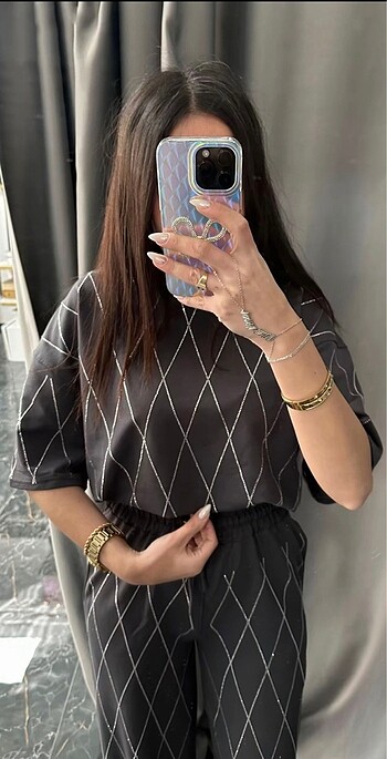 m Beden siyah Renk EFSANE ZARA MODEL TAŞLI TAKIM