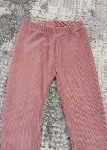 Kız Çocuk Pembe Kadife Pantolan Tayt - Görsel 2