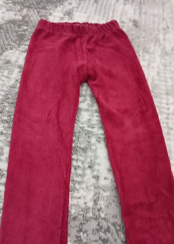 Kız Çocuk Pembe Kadife Pantolan Tayt - Görsel 2