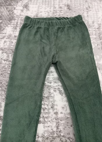 Kız Çocuk Kadife Haki Rahat Kesim Pantolan Tayt - Görsel 2