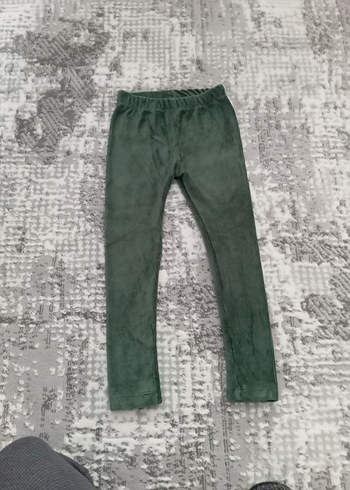 Kız Çocuk Kadife Haki Rahat Kesim Pantolan Tayt - Görsel 3