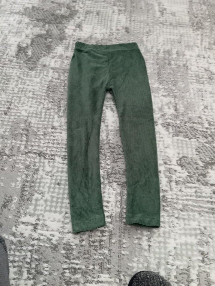 Kız Çocuk Kadife Haki Rahat Kesim Pantolan Tayt - Görsel 5