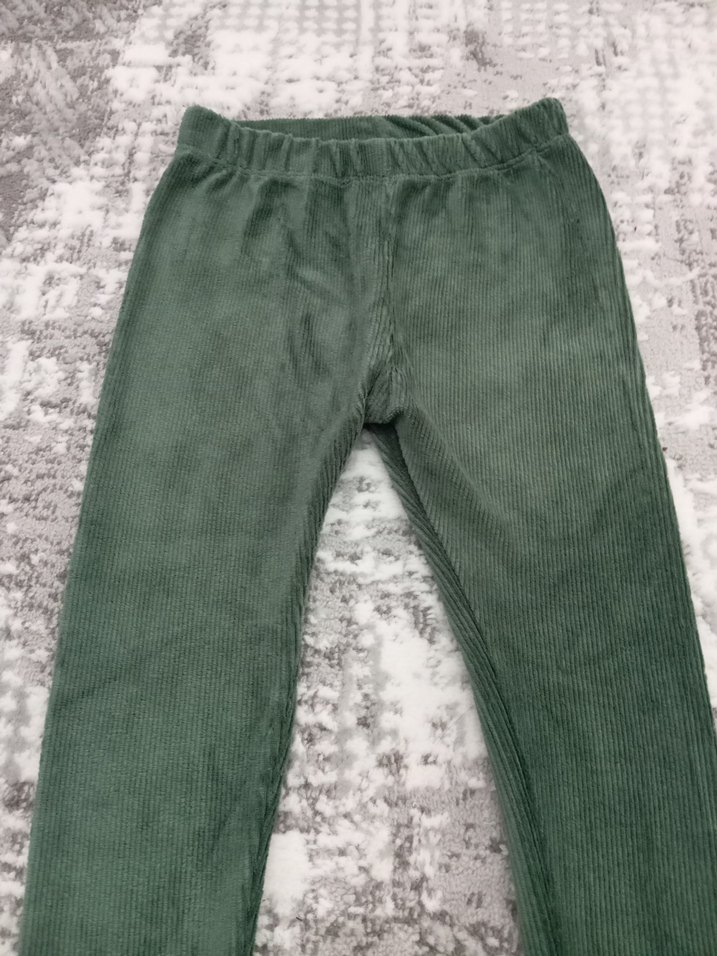 Kız Çocuk Kadife Haki Rahat Kesim Pantolan Tayt - Görsel 2