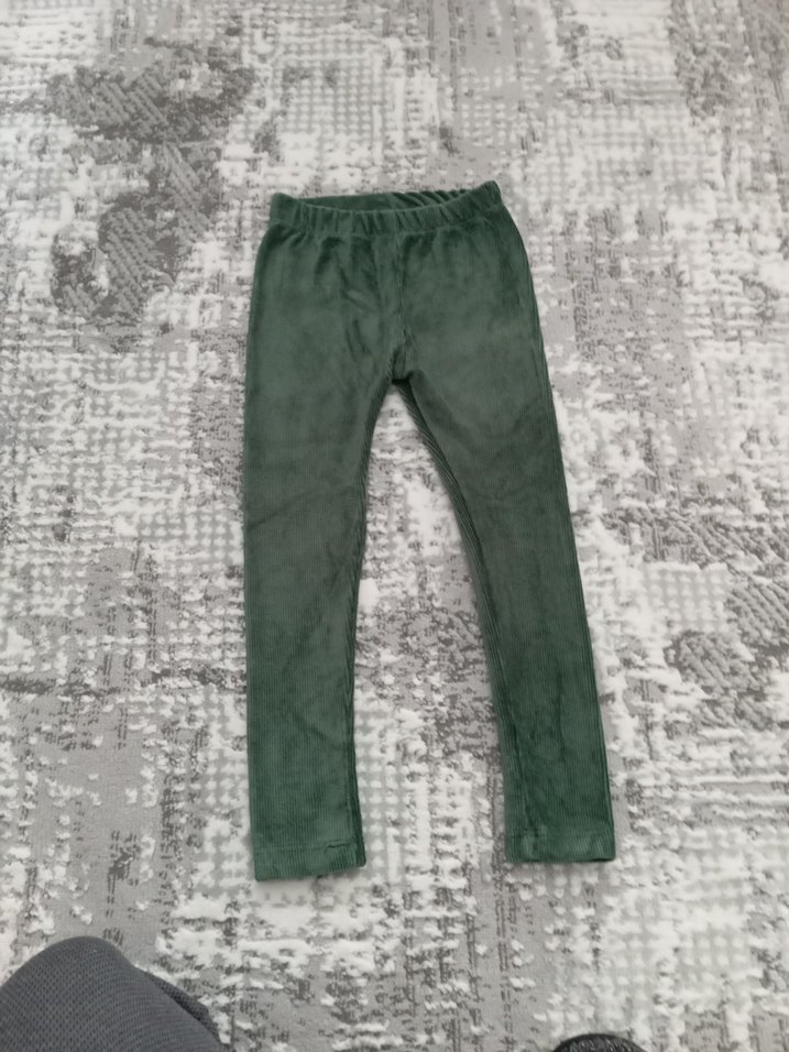 Kız Çocuk Kadife Haki Rahat Kesim Pantolan Tayt - Görsel 3