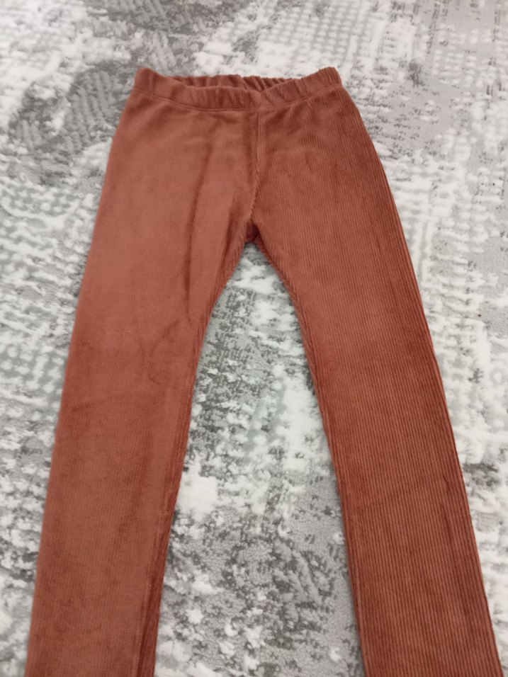 Kızlar için kahverengi kadife kesim pantolan tayt - Görsel 2