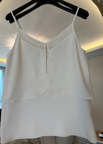 Dantel detaylı bluz ekru - Görsel 4