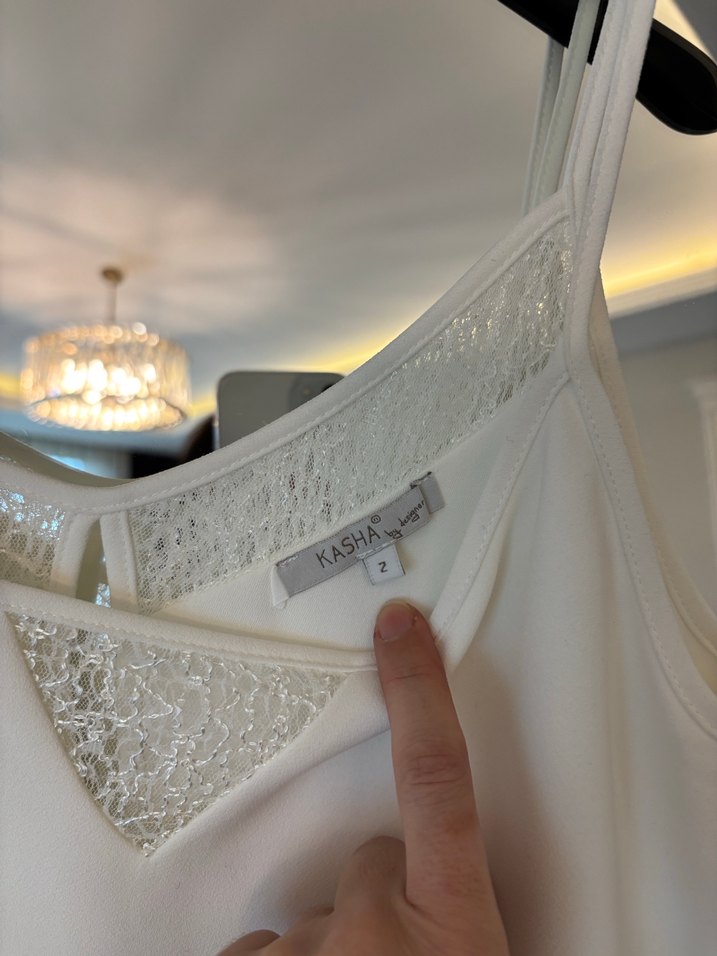 Dantel detaylı  bluz ekru - Görsel 3